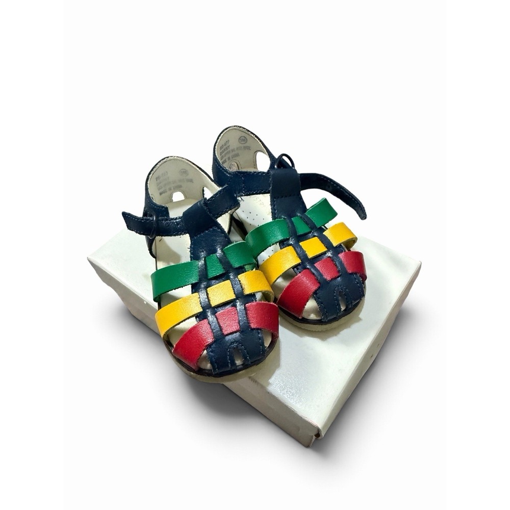 Nordstrom Danny Toddler Sandals Size 5M Leather Multicolor Red Yellow Green Navy